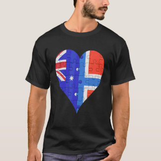 Camiseta Corazón de la bandera noruega australiana