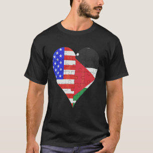 Camiseta Corazón de la bandera palestina estadounidense