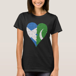 Camiseta Corazón de la bandera paquistaní escocesa