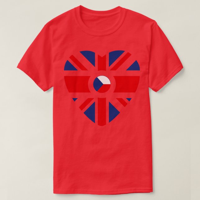 Camiseta Corazón de la bandera patriota multinacional checa (Diseño del anverso)