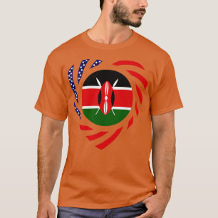 Camiseta Corazón de la bandera patriota multinacional kenia