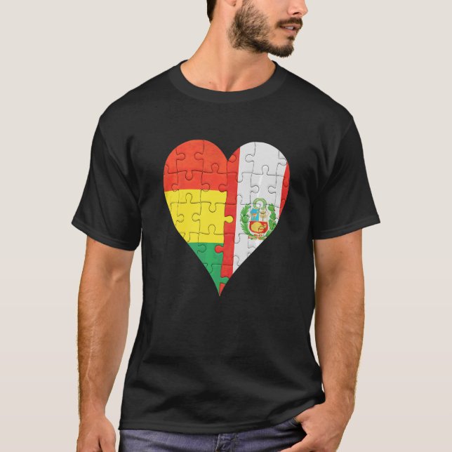 Camiseta Corazón de la bandera peruana de Bolivia (Anverso)