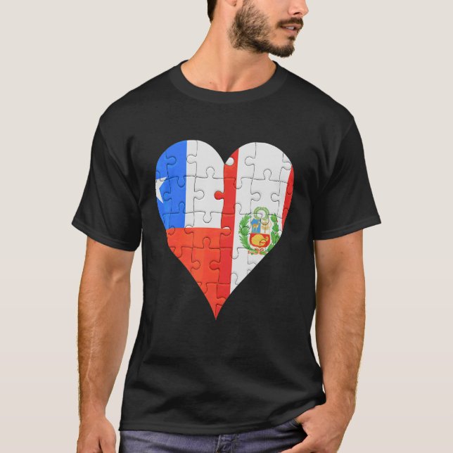 Camiseta Corazón de la bandera peruana de Chile (Anverso)