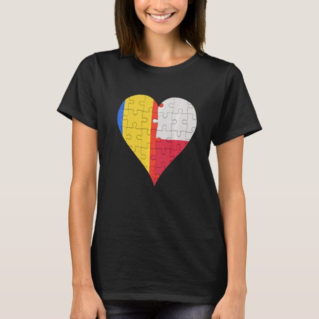 Camiseta Corazón de la bandera rumana de Polonia (Anverso)