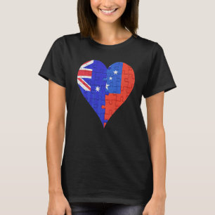 Camiseta Corazón de la bandera samoana australiana