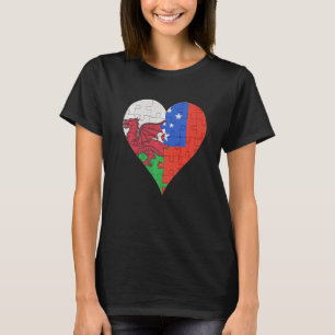 Camiseta Corazón de la bandera samoana galesa