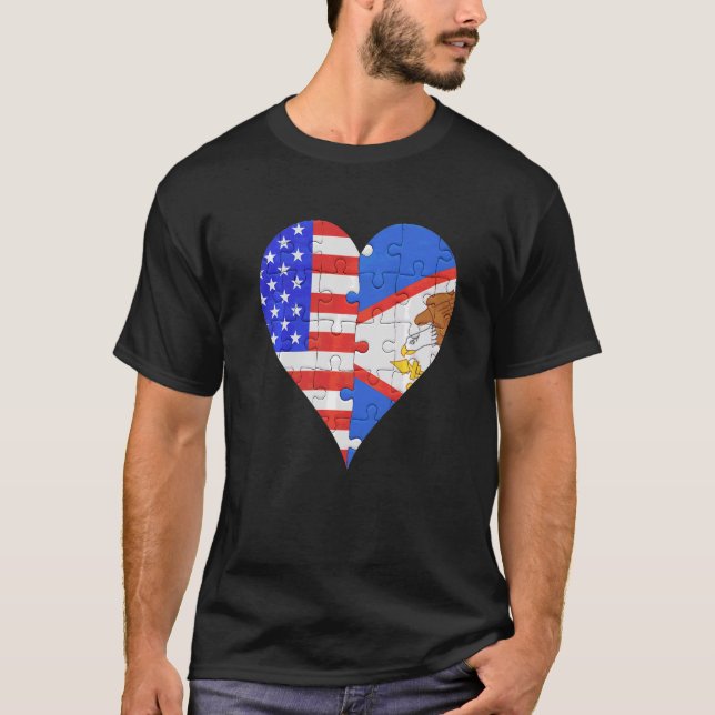 Camiseta Corazón de la bandera samoana norteamericana (Anverso)