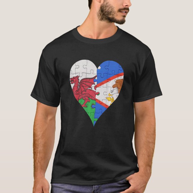 Camiseta Corazón de la bandera samoana norteamericana gales (Anverso)