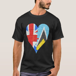 Camiseta Corazón de la bandera santaluciana británica
