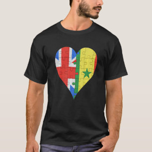 Camiseta Corazón de la bandera senegalesa británica