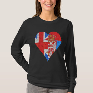 Camiseta Corazón de la bandera serbia británica
