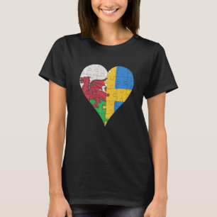 Camiseta Corazón de la bandera sueca galesa