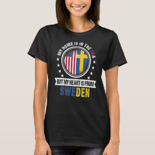 Camiseta Corazón de la bandera sueca norteamericana de Suec