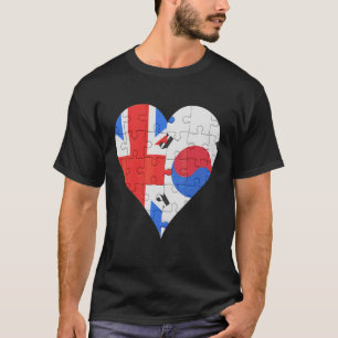 Camiseta Corazón de la bandera surcoreana británica