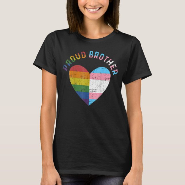 Camiseta Corazón de la bandera transgénero del arco iris de (Anverso)