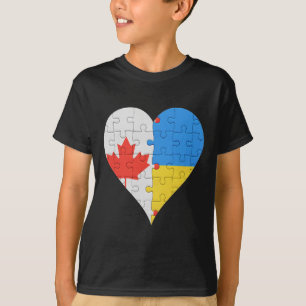 Camiseta Corazón de la bandera ucraniana canadiense Canadá