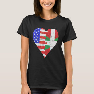 Camiseta Corazón de la Bandera Vasca Estadounidense