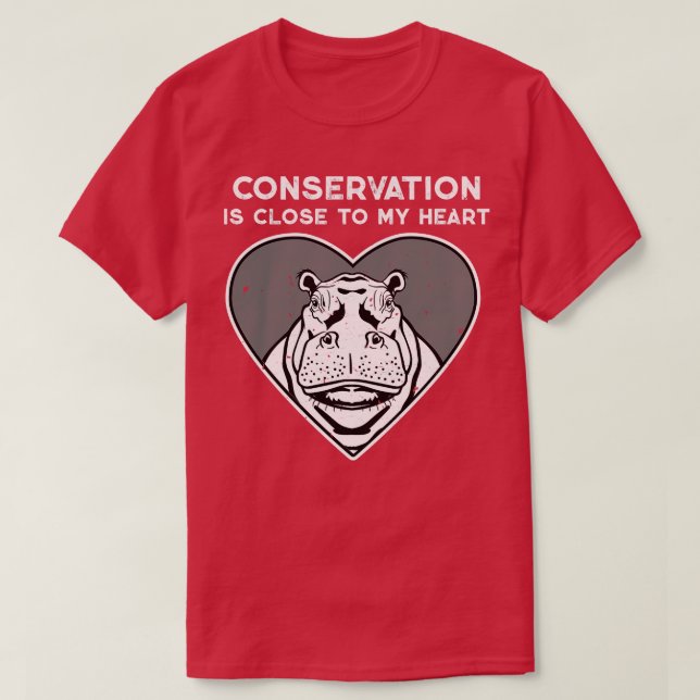 Camiseta Corazón de la conservación de Hippo (Diseño del anverso)