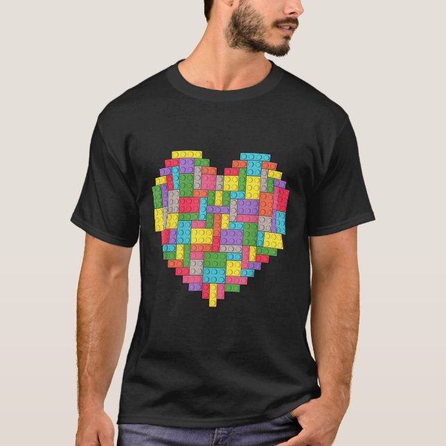 Camiseta Corazón de la construcción de ladrillos en bloques (Anverso)