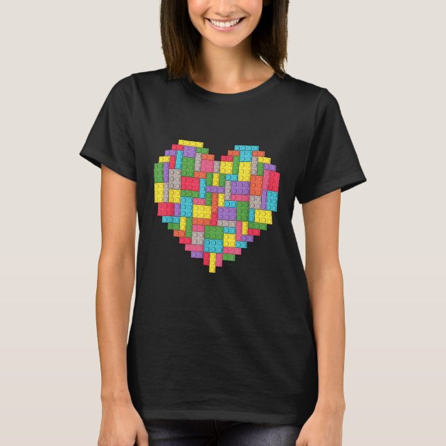 Camiseta Corazón de la construcción de ladrillos en bloques (Anverso)