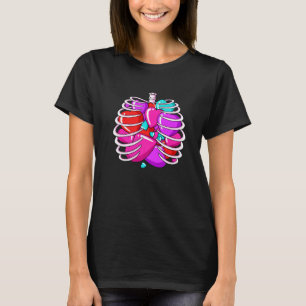 Camiseta Corazón de la costilla de esqueleto Día de San Val