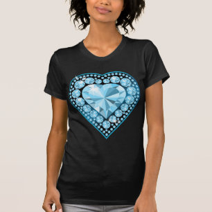 Camiseta Corazón de la Gema de Topaz Azul