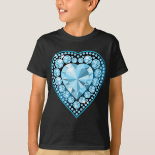 Camiseta Corazón de la Gema de Topaz Azul
