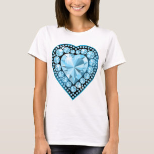 Camiseta Corazón de la Gema de Topaz Azul