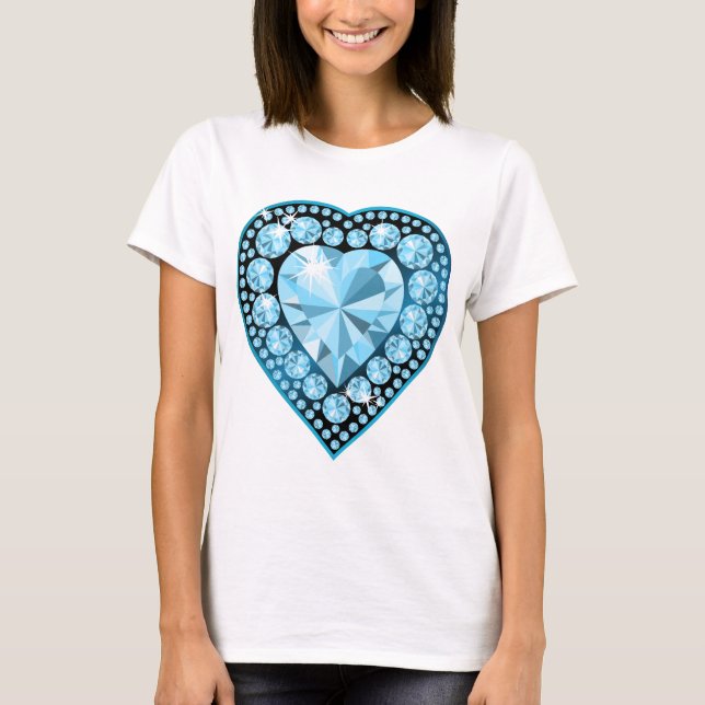 Camiseta Corazón de la Gema de Topaz Azul (Anverso)