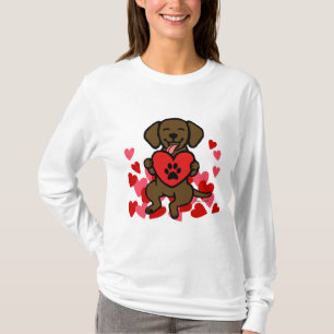 Camiseta Corazón de la impresión de la pata del perrito d