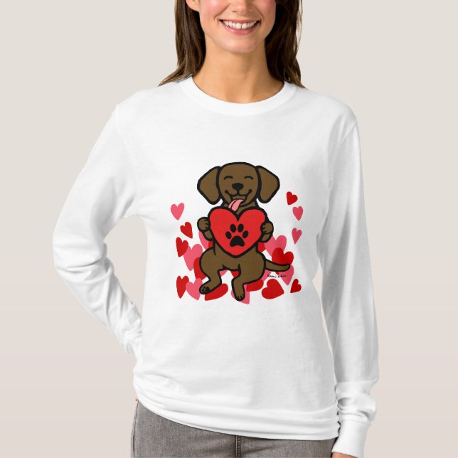 Camiseta Corazón de la impresión de la pata del perrito del (Anverso)