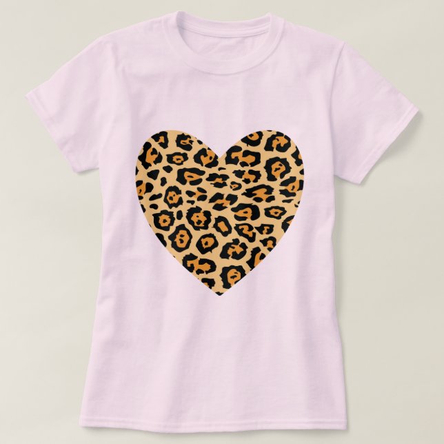 Camiseta Corazón de la impresión del guepardo (Diseño del anverso)