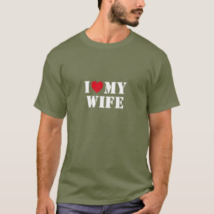 Camiseta Corazón de la letra del esténcil de mi esposa