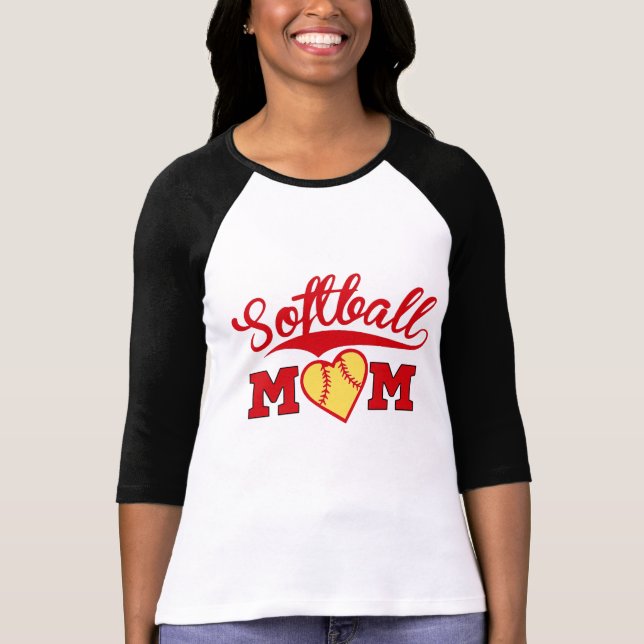 Camiseta Corazón de la mamá del softball con SWOOSH (Anverso)