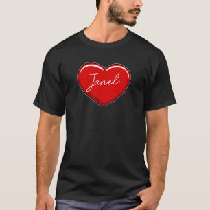 Camiseta Corazón de la mano dibujado Janel Nombre Corazones