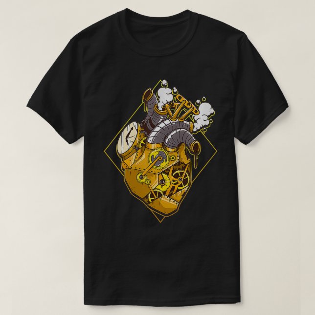 Camiseta Corazón de la mordaza del engranaje de vapor (Diseño del anverso)