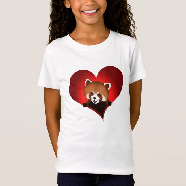 Camiseta Corazón de la panda roja para los niños (Anverso)
