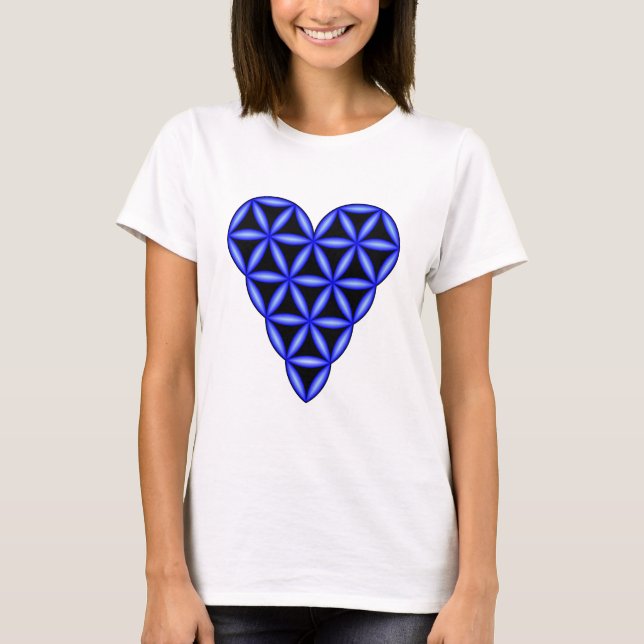 Camiseta - 'Corazón de la vida', 3D, Azul. (Anverso)