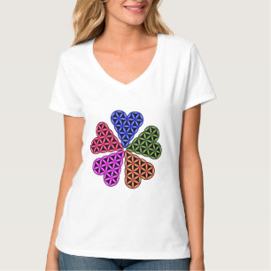 Camiseta - 'Corazón de la vida x5', 3D, colorido.