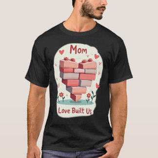Camiseta Corazón de ladrillo de edificio rosa y rojo MOM Am