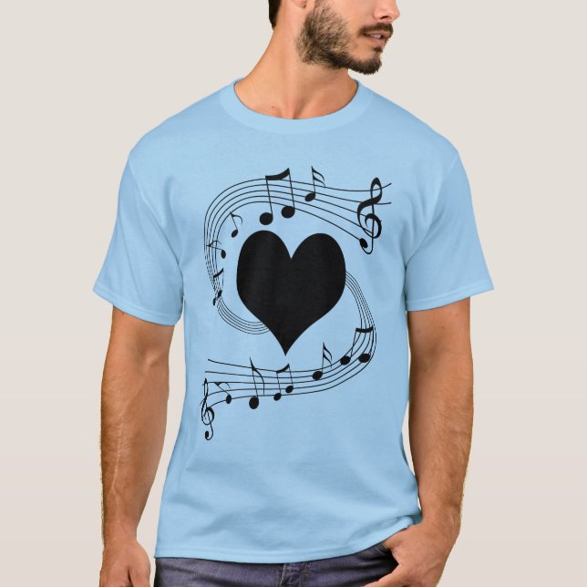 Camiseta Corazón de las notas musicales (Anverso)