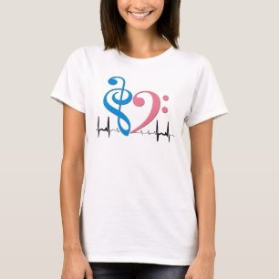 Camiseta Corazón de limpieza de vasos EKG Olas de cian y ro
