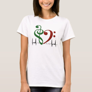 Camiseta Corazón de limpieza de vasos EKG Olas de rojo verd