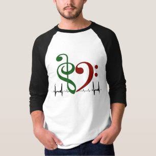 Camiseta Corazón de limpieza de vasos EKG Olas de rojo verd