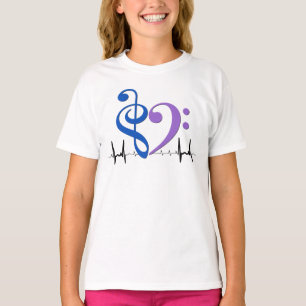 Camiseta Corazón de limpieza de vasos EKG Waves Azul y Amet