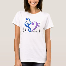 Camiseta Corazón de limpieza de vasos EKG Waves Azul y Amet