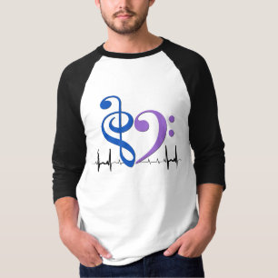 Camiseta Corazón de limpieza de vasos EKG Waves Azul y Amet
