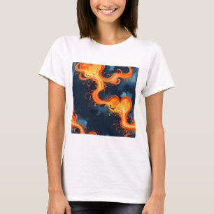 Camiseta Corazón de llamas Fuego y cielos