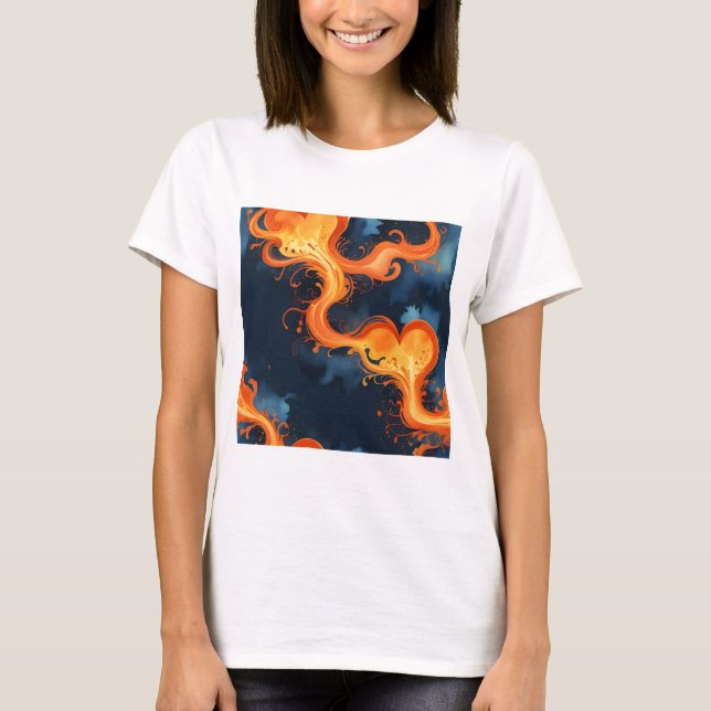Camiseta Corazón de llamas fuego y cielos (Anverso)