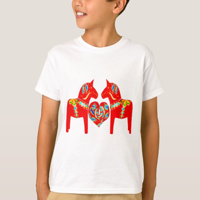 Camiseta Corazón de los caballos w de Dala del sueco (Anverso)